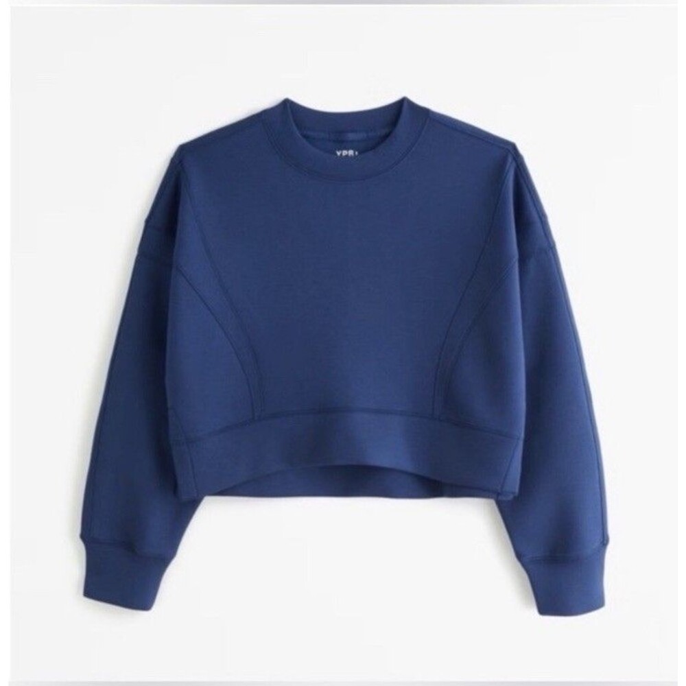Abercrombie & Fitch YPB neoKNIT Women’s Mini Crew Sweatshirt Navy Blue Small